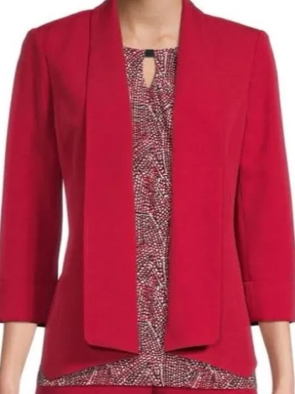 Kasper: 18W, NWOT Women's Red Open-Front Shawl Collar Blazer Jacket